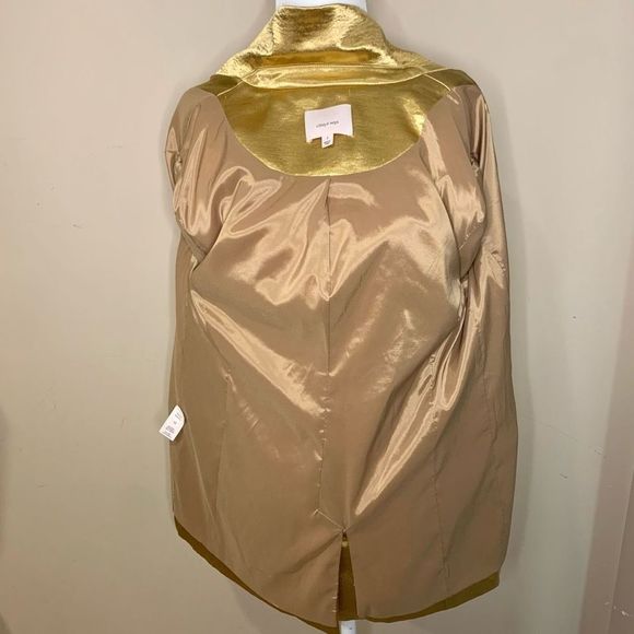 Cinq a Sept Satin Kylie Blazer Size 2 Small Metallic Gold Notched Lapel - Picture 10 of 12